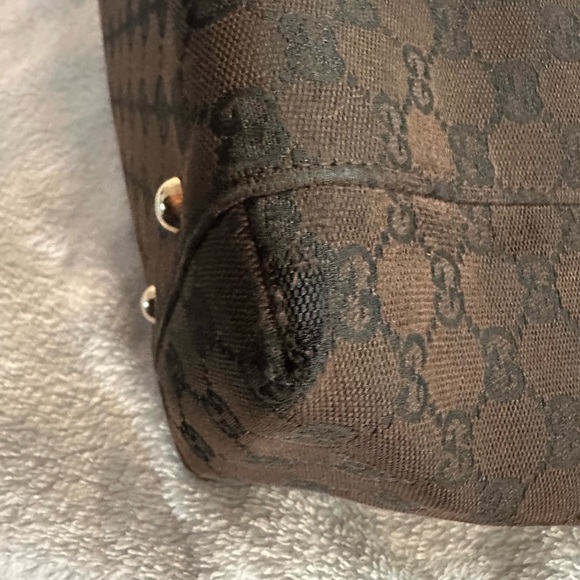 Gucci Chocolate Brown/Black Monogram Tote - Picture 6 of 10